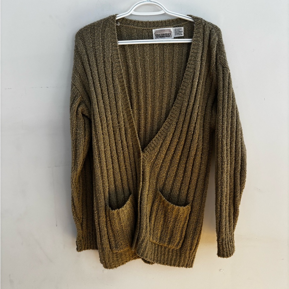 The Import Workshop Ribbed Taupe Cardigan Sweater Size M